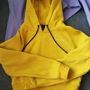 Yellow cropped hoodie small